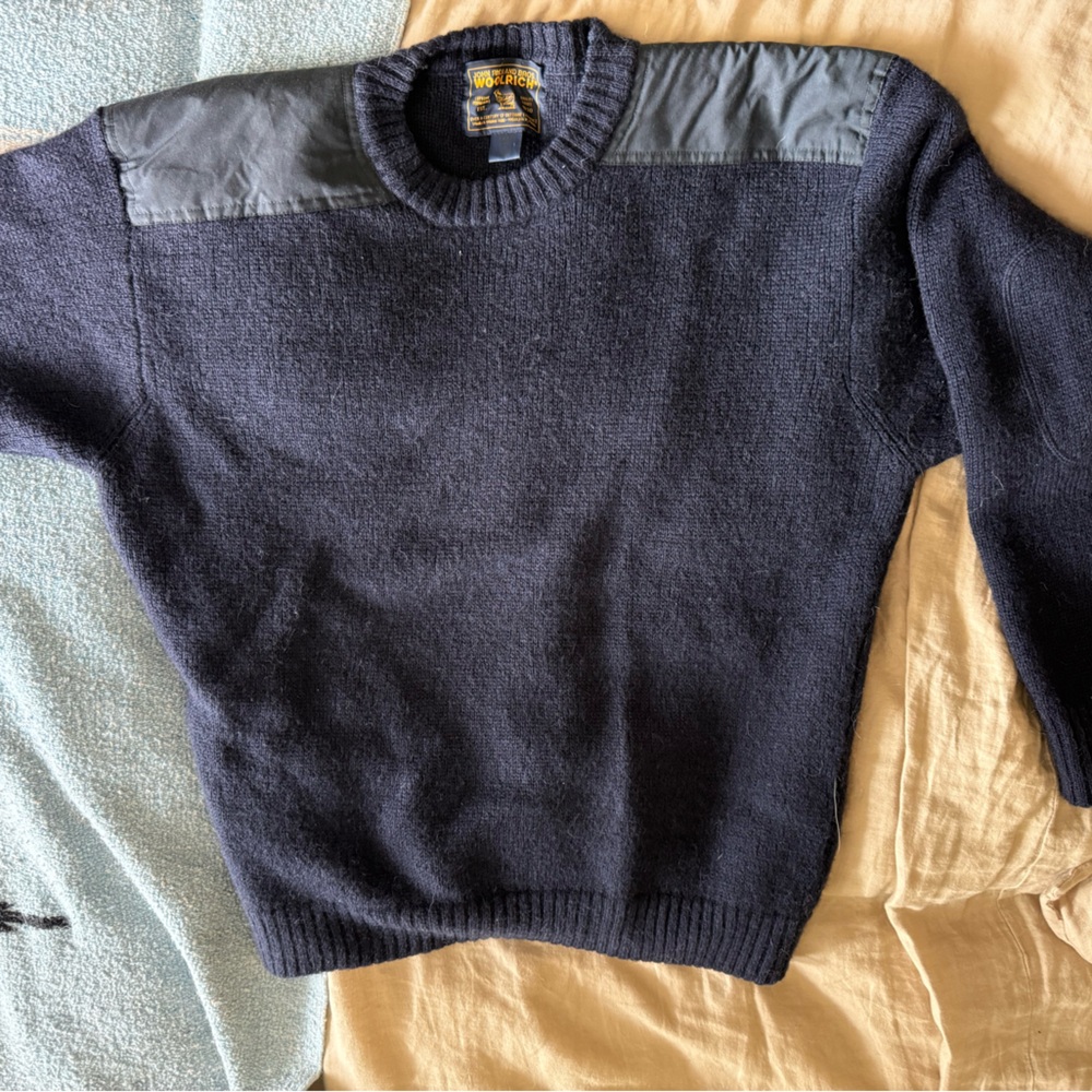 Woolrich Men's Navy Crewneck Wool Sweater